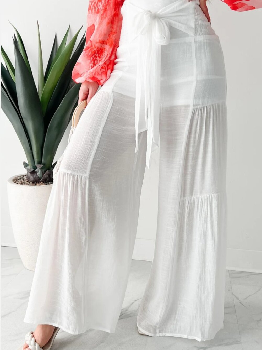 That Time Of Year Tiered Flowy Pants (BLACK) - Picture 2 of 7